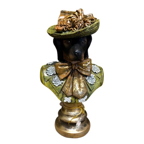 Kleine Buste Hond met hoed 17,5cm