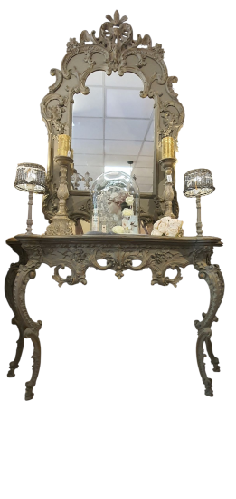 Rococo sidetable met spiegel 