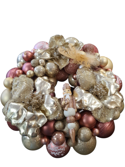 Kerstkrans oud roze & goud