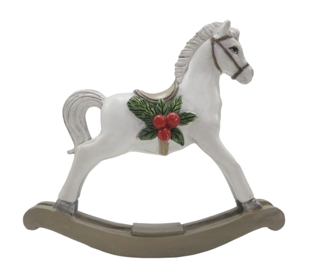 Hobbelpaard 11 cm Wit Polyresin