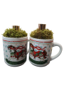 Kerst mok met mos en kaarsenhouder