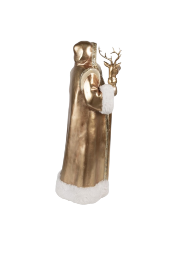 Clayre & Eef Kerstdecoratie Beeld Kerstman 50 cm Goudkleurig Kunststof