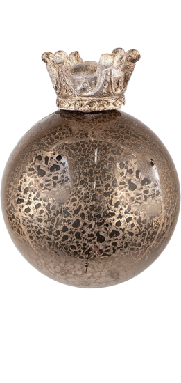 Clayre & Eef Kerstbal bruin glas met kroon