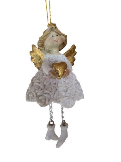 Kerst engeltje wit goud