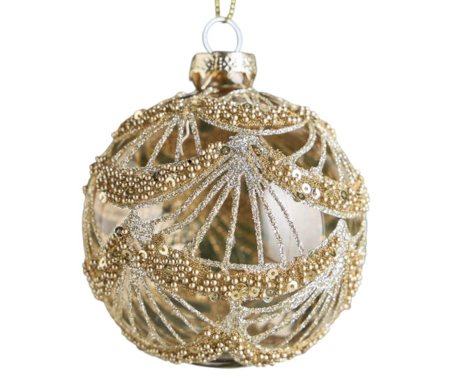 Luxe kerstbal versierd met Blingbling  goudkleurige