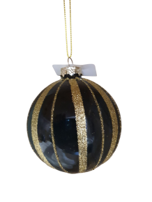 Luxe kerstbal zwart goud