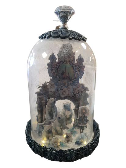 Kerst stolp 3D Antiek Blauw met verlichting