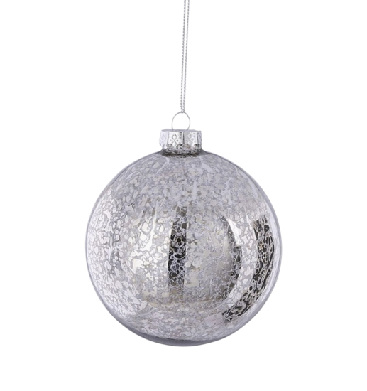 Kerstbal glas zilver antiek 10 cm 