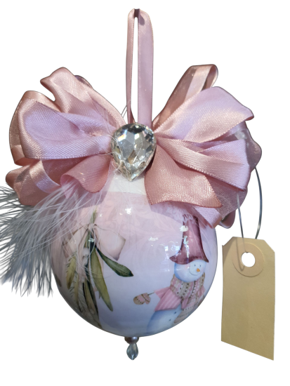 Handgemaakte Roze Luxe kerstbal 8 cm