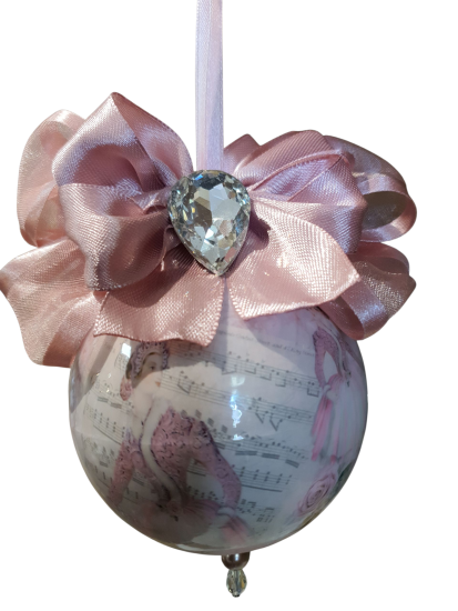 Handgemaakte Roze Luxe kerstbal 8 cm