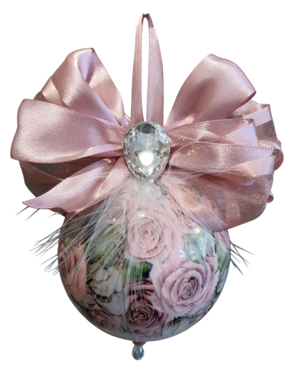 Handgemaakte Roze Luxe kerstbal 8 cm