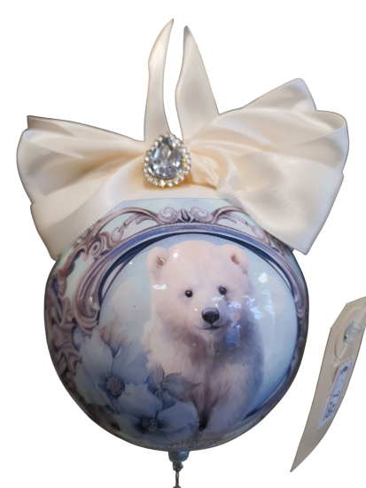 Handgemaakte blauwe Luxe kerstbal 8 cm