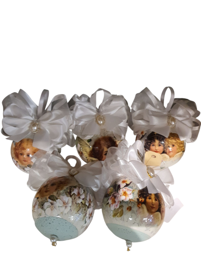 Handgemaakte luxe kerstbal 8 cm,