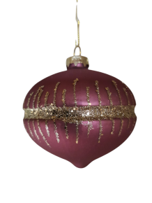 Kerstbal paars met zilverkleurige blingbling 