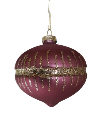 Kerstbal paars met zilverkleurige blingbling 