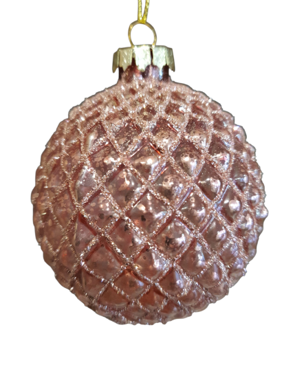 Glazen kerstbal oud roze 7 cm