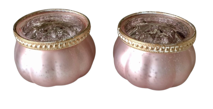 Clayre & Eef Waxinelichthouder Ø 9x6 cm Roze Glas