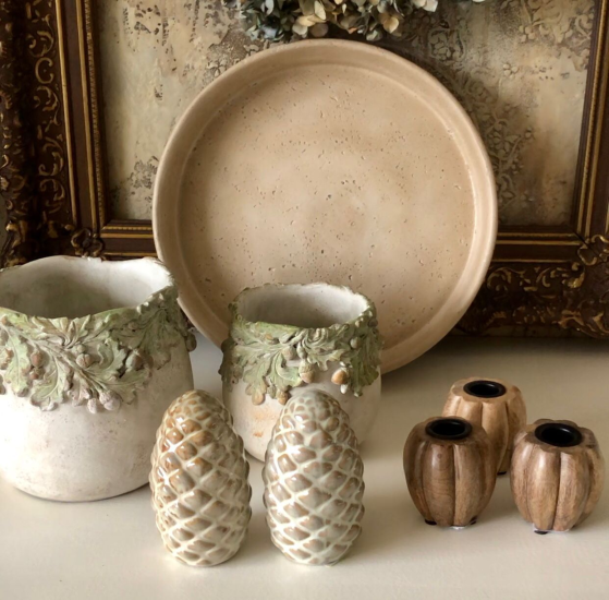 Clayre & Eef Bloempot Ø 13x12 cm Beige Steen