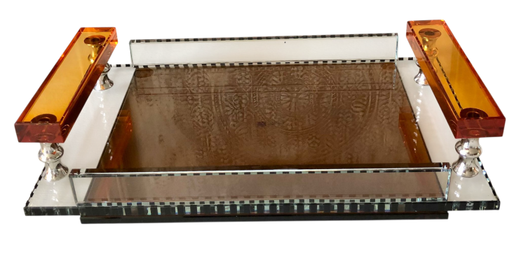 5 Delige crystal Orange Black  glass set colmore