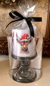 Kadoset herten met kerstmuts