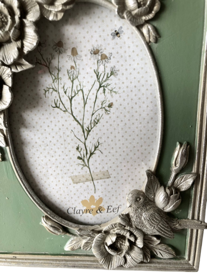 Clayre & Eef Fotolijst 10x15 cm Zilverkleurig Polyresin Bloemen