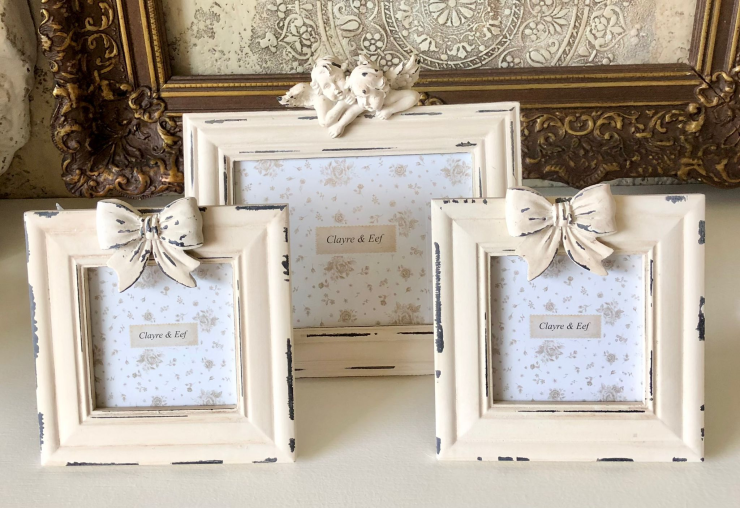 Brocant fotolijst met strik