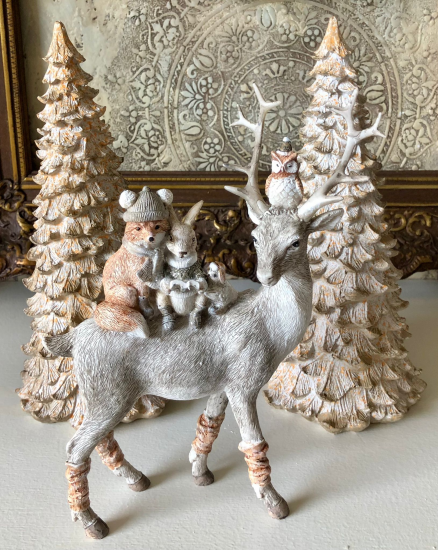 Clayre & Eef Beeld Dieren 25 cm Grijs Bruin Kunststof Dieren