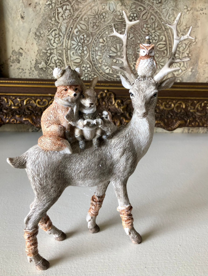 Clayre & Eef Beeld Dieren 25 cm Grijs Bruin Kunststof Dieren