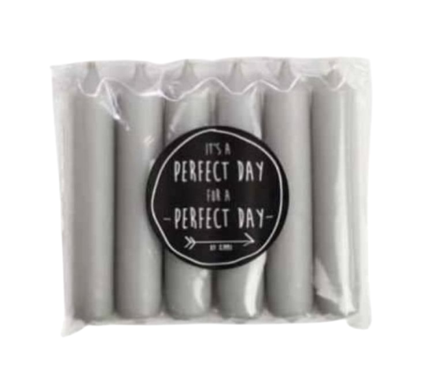 6 diner kaarsen cool grey