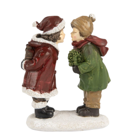 Clayre & Eef Kerstdecoratie Beeld Kinderen 12 cm Rood Groen Kunststof