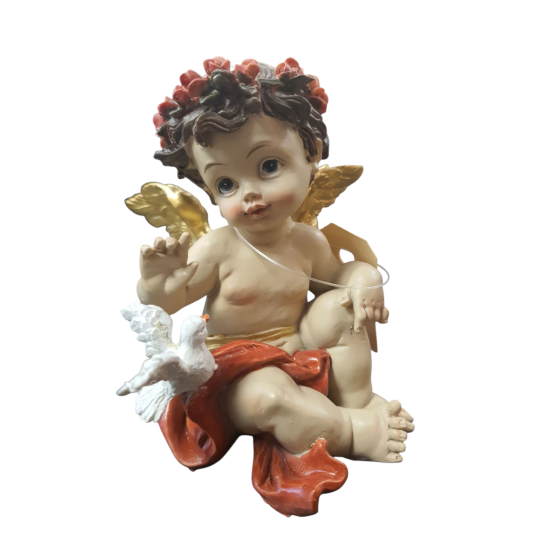 Engel met duif op knie