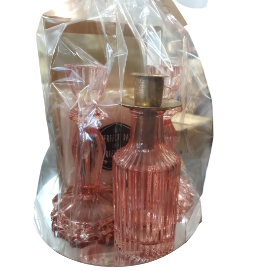 Kadoset kandelaren roze