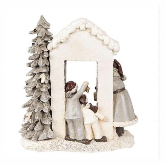 Kerstdecoratie met LED-verlichting Kerstman 22x10x23 cm Wit Polyresin