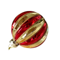 Kerstbal 8cm rood/goud