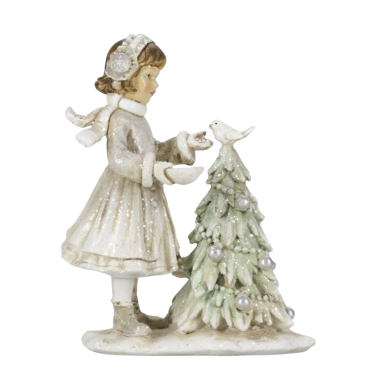 Beeld Kind 12 cm Wit Grijs Polyresin Kerstdecoratie