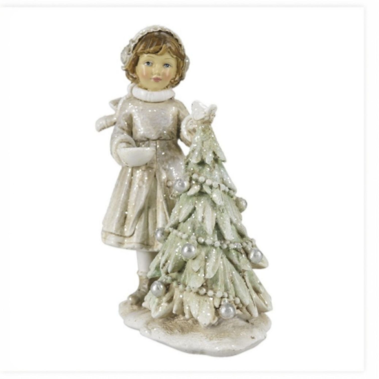 Beeld Kind 12 cm Wit Grijs Polyresin Kerstdecoratie