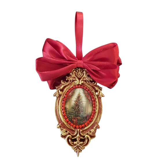 Luxe kerstdecoratie hanger met rode blingbling