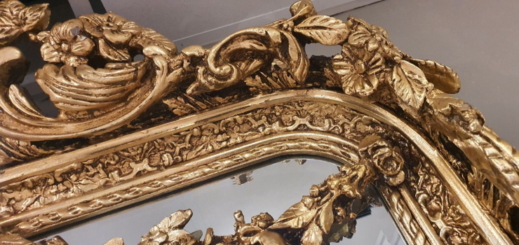 Baroque rococo spiegel met facetgeslepen glas met guirlandes