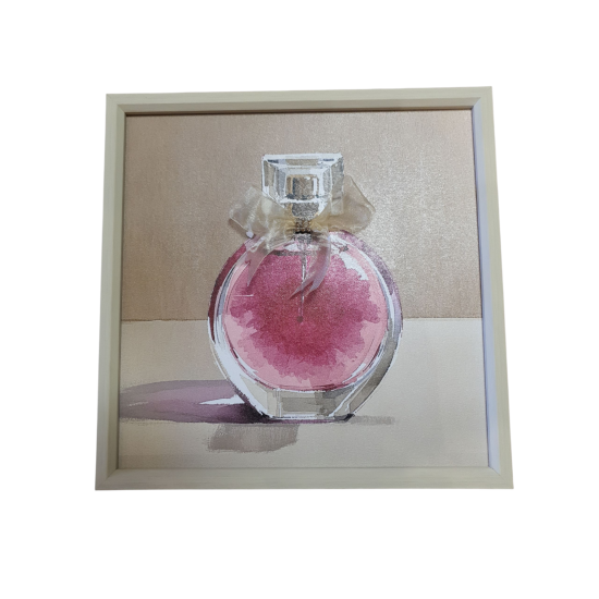 Wanddecoratie roze parfumfles