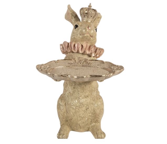 Decoratie Konijn met schaal Beige Goudkleurig