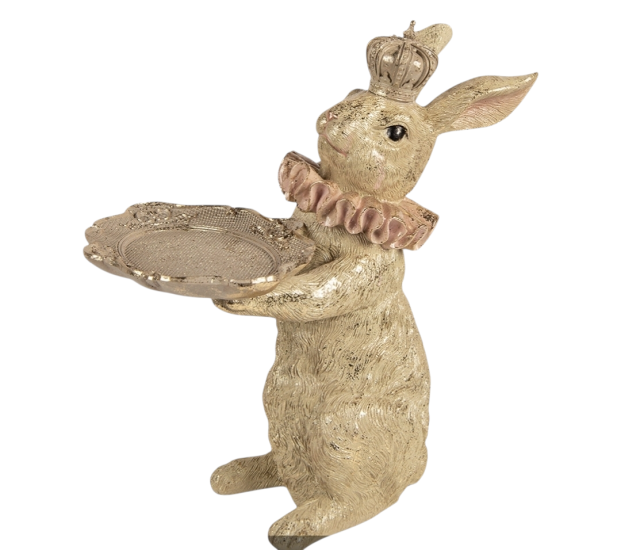 Decoratie Konijn met schaal Beige Goudkleurig