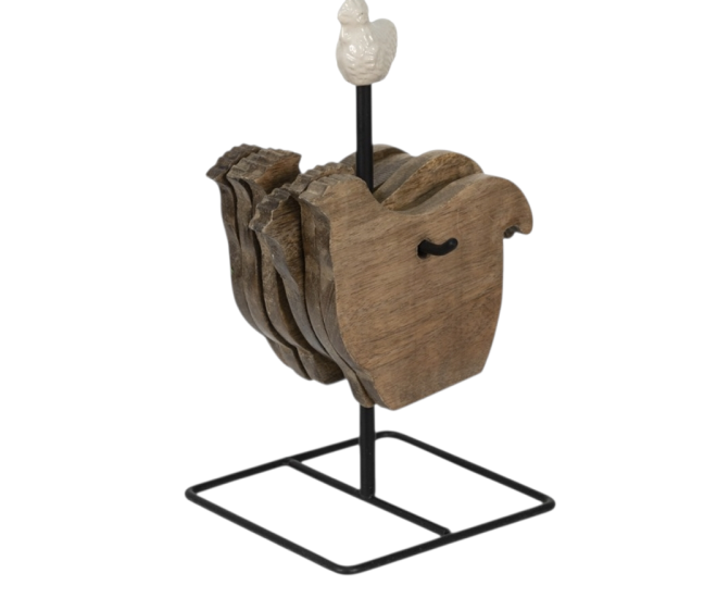 Houten onderzetters kip