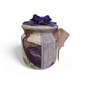 Glazen voorraadpotje pauwen