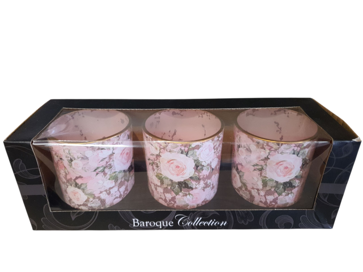 3 Baroque Theelichtjes rose