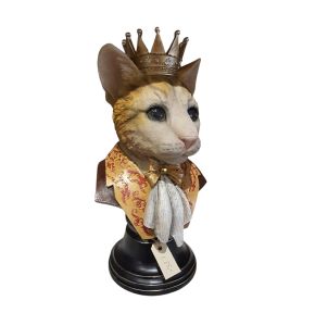 Kat op voetstuk met kroon