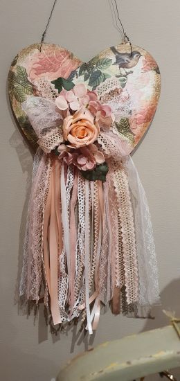 Brocante Hart met Bloemen