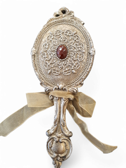 Antiek Handspiegeltje zilverkleurig